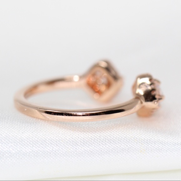 PANDORA 14K Rose Gold Square Sparkle Open Ring - size 5.5 - Picture 6 of 7